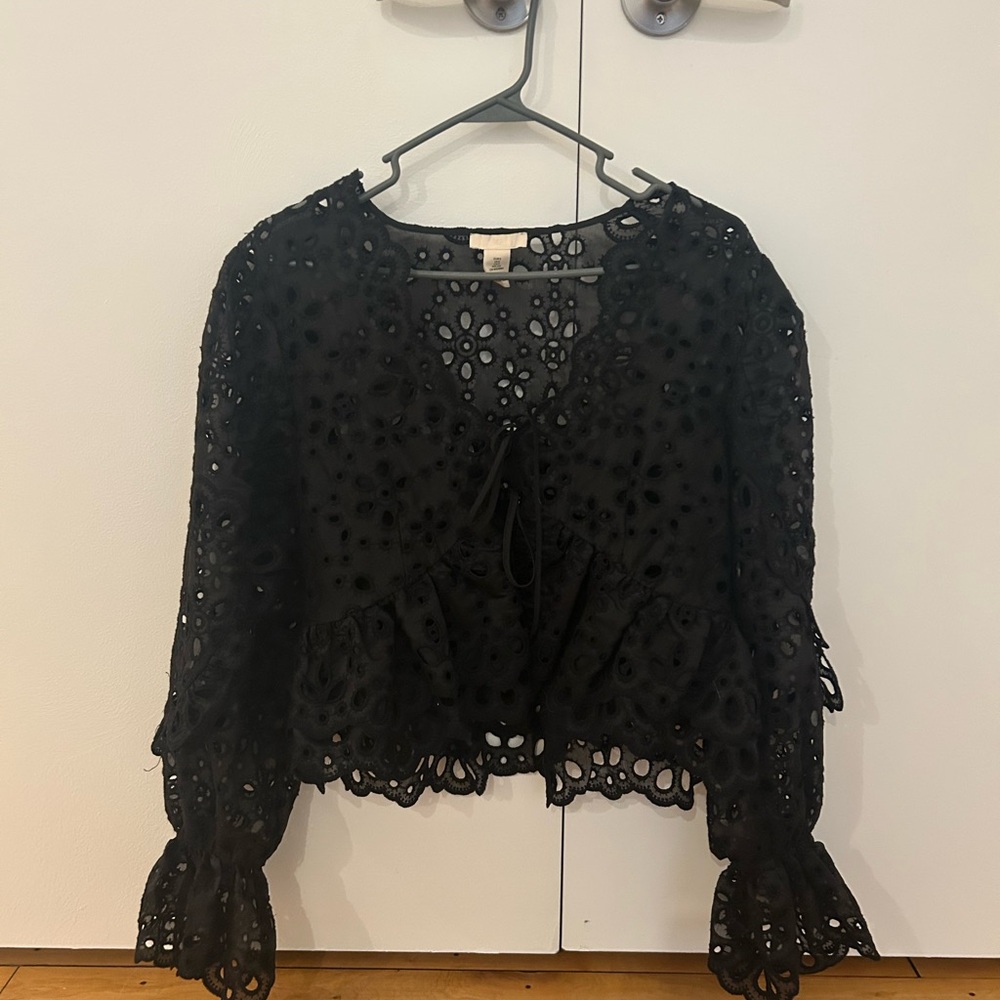 H&M Black Broderie Lace Blouse